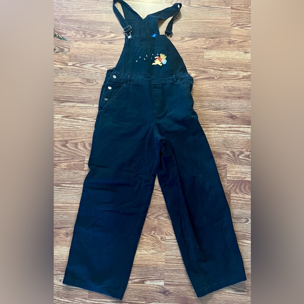 DISNEY Winnie the Pooh vintage black cotton carpenter- style overalls